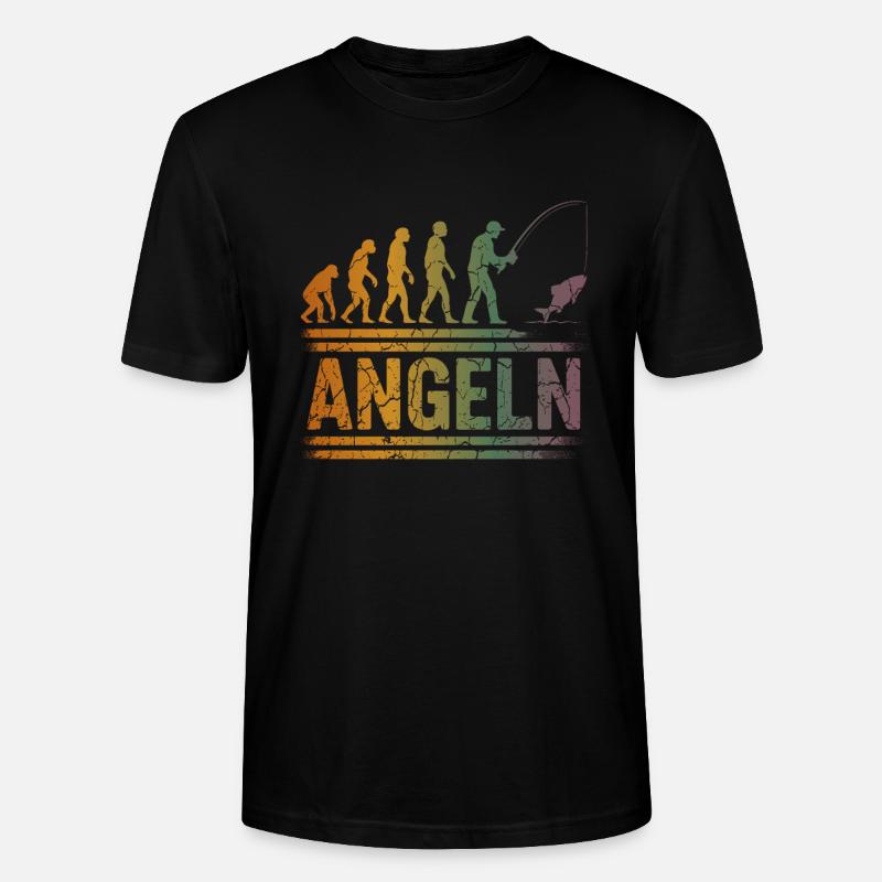 Evolution zum Angler - Stanley/Stella Unisex Bio-T-Shirt CRAFTER - Schwarz