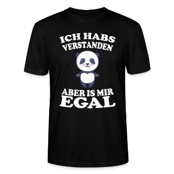 Hab Verstanden - egal Panda - Stanley/Stella Unisex Bio-T-Shirt CRAFTER - Schwarz - Vorne - Alina (178cm) & Michal (187cm)