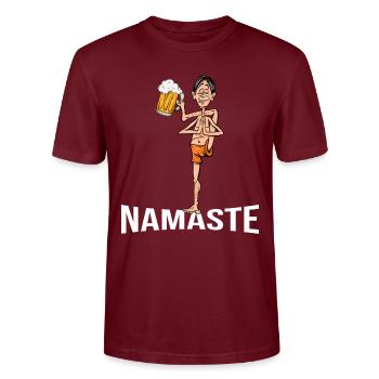 yoga pilates entspannung meditation männerabend - Stanley/Stella Unisex Bio-T-Shirt CRAFTER - Burgunderrot - Vorne - Alina (178cm) & Michal (187cm)