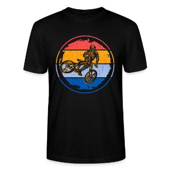 VTT Descente Fahrrad Mountainbike - T-shirt bio CRAFTER Stanley Stella Unisexe - noir - Devant - Alina (178cm) & Michal (187cm)