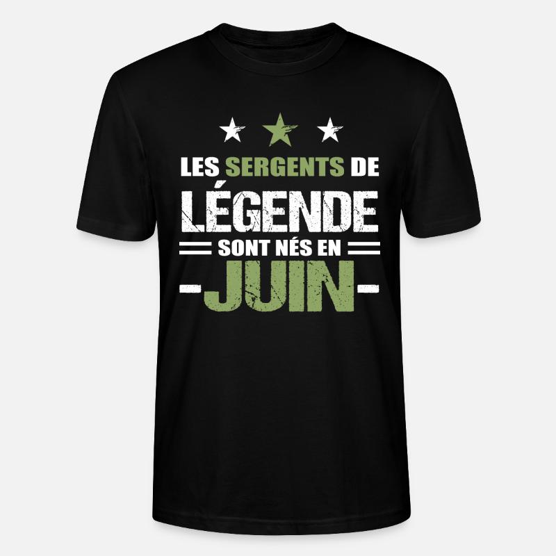Sergent cadeau anniversaire juin militaire - T-shirt bio CRAFTER Stanley Stella Unisexe - noir