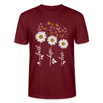 foi espérance amour - T-shirt bio CRAFTER Stanley Stella Unisexe - bordeaux - Devant - Alina (178cm) & Michal (187cm)