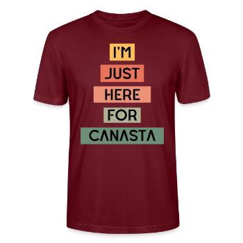 Lustige Canasta-| Canasta Liebhaber | Canasta-Spieler - Stanley/Stella Unisex Bio-T-Shirt CRAFTER - Burgunderrot - Vorne - Alina (178cm) & Michal (187cm)