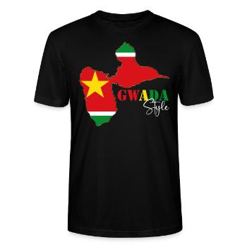 Karte Flagge Guadeloupe Gwada Style - Stanley/Stella Unisex Bio-T-Shirt CRAFTER - Schwarz - Vorne - Alina (178cm) & Michal (187cm)