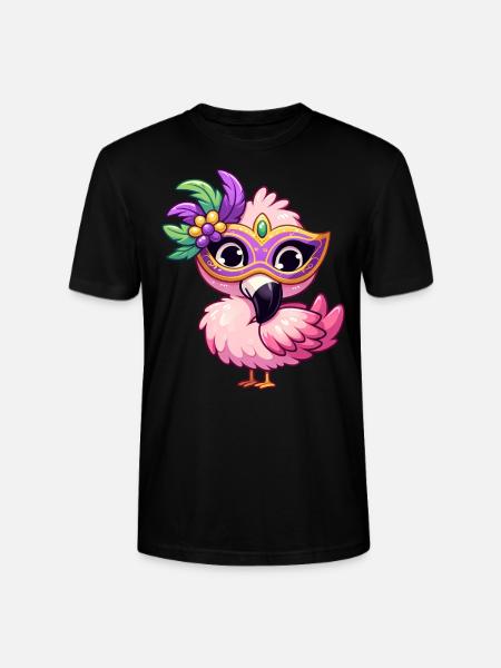 Mardi Gras Comic Flamingo - Stanley/Stella CRAFTER Unisex Organic T-Shirt - black