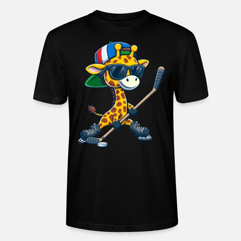 Skurriler Eishockeyschläger DoppelschlägerGiraffe - Stanley/Stella Unisex Bio-T-Shirt CRAFTER - Schwarz