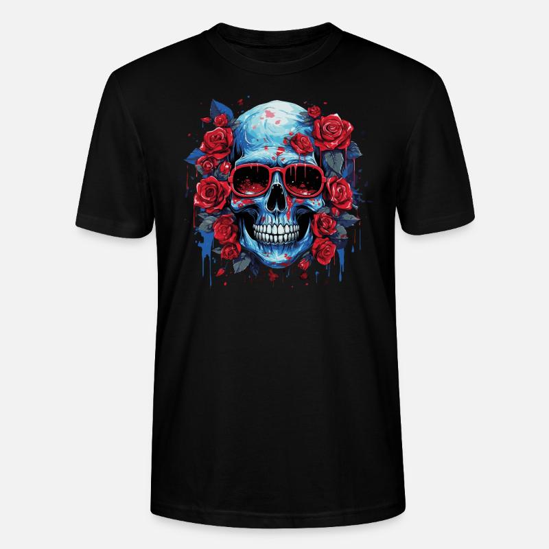 Crâne de fleur souriante - T-shirt bio CRAFTER Stanley Stella Unisexe - noir