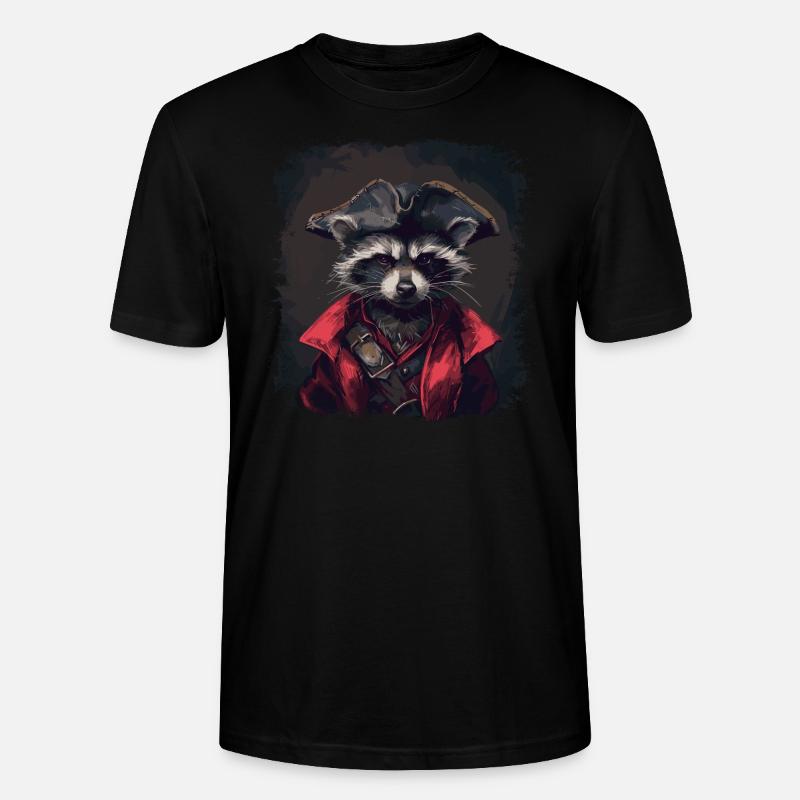 Waschbär Pirat - Stanley/Stella Unisex Bio-T-Shirt CRAFTER - Schwarz