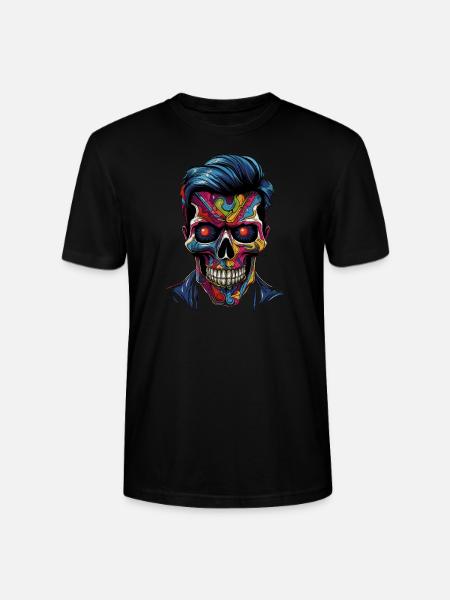 Bunter Popart Schädel - Stanley/Stella Unisex Bio-T-Shirt CRAFTER - Schwarz