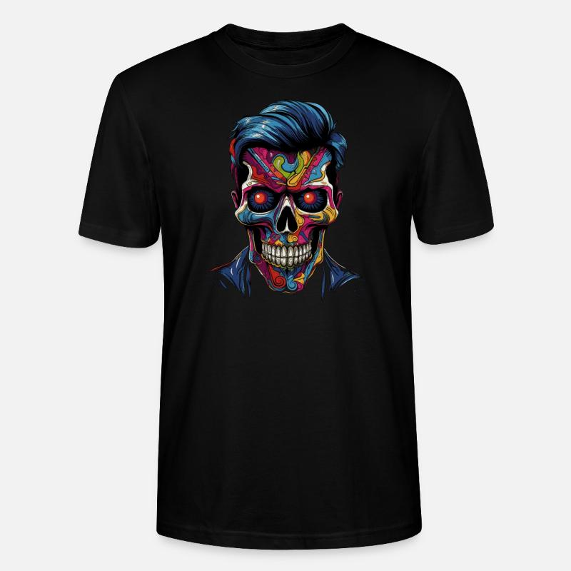 Bunter Popart Schädel - Stanley/Stella Unisex Bio-T-Shirt CRAFTER - Schwarz