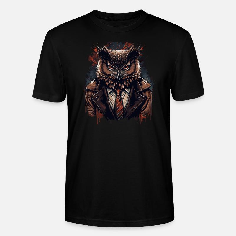 Hibou avec cravate - T-shirt bio CRAFTER Stanley Stella Unisexe - noir