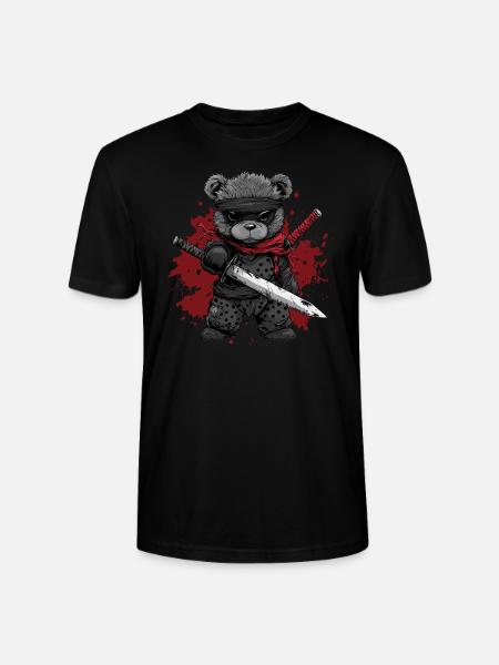 Ninja Teddy Bear - Stanley/Stella CRAFTER Unisex Organic T-Shirt - black