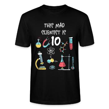 This Mad Scientist Is 10 - Stanley/Stella CRAFTER Unisex Organic T-Shirt - black - Front - Alina (178cm) & Michal (187cm)