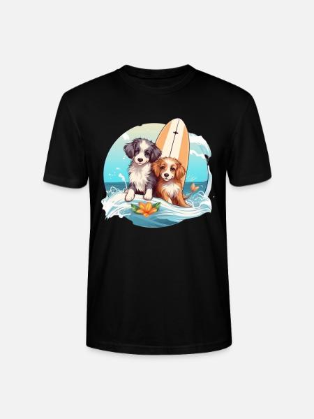 Two surfing dogs - Stanley/Stella CRAFTER Unisex Organic T-Shirt - black
