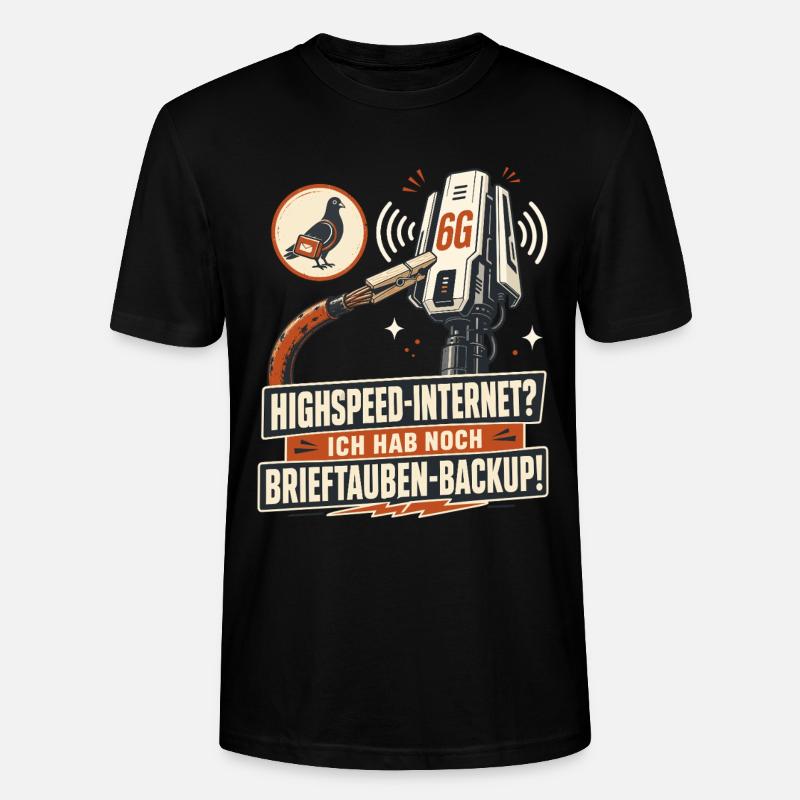 Brieftauben Backup Für Highspeed Internet. - Stanley/Stella Unisex Bio-T-Shirt CRAFTER - Schwarz