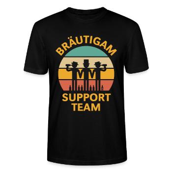Équipe de soutien au marié (Coucher de soleil de la fête de garçon / 4C) - T-shirt bio CRAFTER Stanley Stella Unisexe - noir - Devant - Alina (178cm) & Michal (187cm)