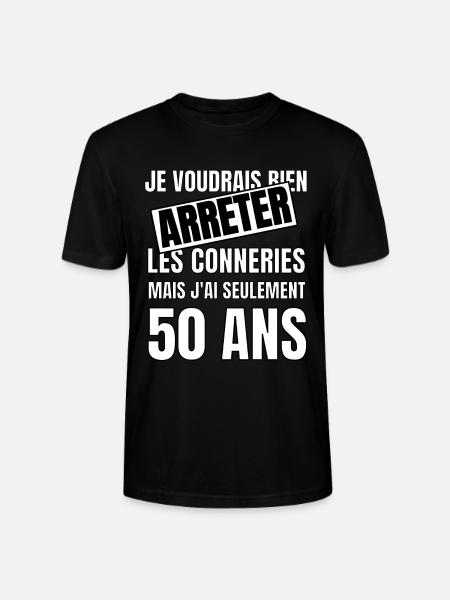 50 ans - T-shirt bio CRAFTER Stanley Stella Unisexe - noir