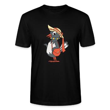 Frau Elster mit Tasche und Hut - Stanley/Stella Unisex Bio-T-Shirt CRAFTER - Schwarz - Vorne - Alina (178cm) & Michal (187cm)