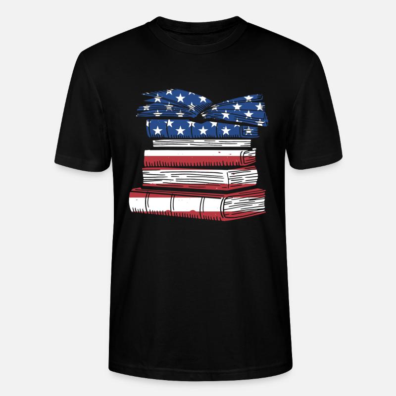 Reader Us Flag Reading - Stanley/Stella Unisex Bio-T-Shirt CRAFTER - Schwarz