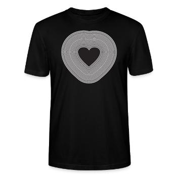 black heart lines design - Stanley/Stella CRAFTER Unisex Organic T-Shirt - black - Front - Alina (178cm) & Michal (187cm)