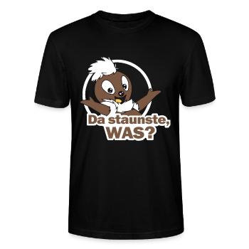 Pitttiplatsch 2D Da staunste, was? - Stanley/Stella Unisex Bio-T-Shirt CRAFTER - Schwarz - Vorne - Alina (178cm) & Michal (187cm)