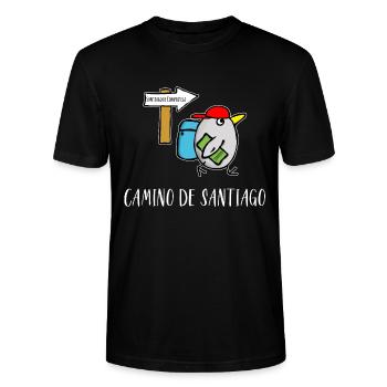 Chemin de Compostelle Espagne Pèlerins Camino De Santiago - T-shirt bio CRAFTER Stanley Stella Unisexe - noir - Devant - Alina (178cm) & Michal (187cm)