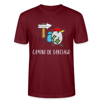 Chemin de Compostelle Espagne Pèlerins Camino De Santiago - T-shirt bio CRAFTER Stanley Stella Unisexe - bordeaux - Devant - Alina (178cm) & Michal (187cm)