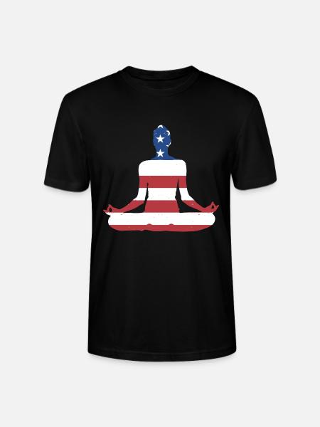 Yogi Us Flag Yoga - Stanley/Stella CRAFTER Unisex Organic T-Shirt - black