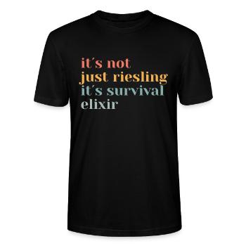 Schorle Riesling Pfalz Weinfest Wine Lover Motiv - Stanley/Stella CRAFTER Unisex Organic T-Shirt - black - Front - Alina (178cm) & Michal (187cm)