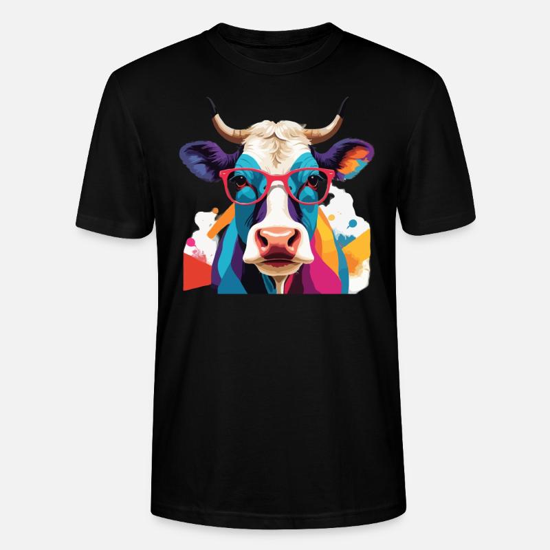 Cow Cool mit Brille Cool - Stanley/Stella Unisex Bio-T-Shirt CRAFTER - Schwarz