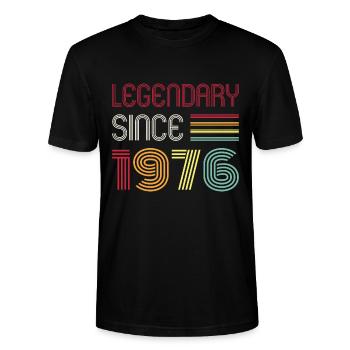 Birthday Legendary Since 1976 - Stanley/Stella CRAFTER Unisex Organic T-Shirt - black - Front - Alina (178cm) & Michal (187cm)