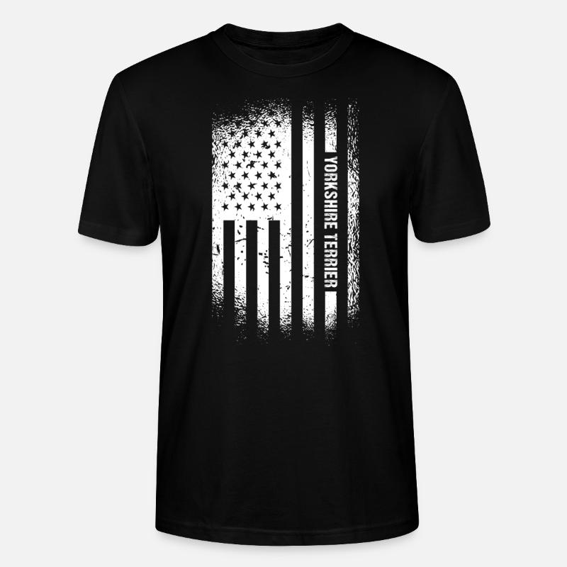 Yorkshire Terrier Us Flag - Stanley/Stella Unisex Bio-T-Shirt CRAFTER - Schwarz
