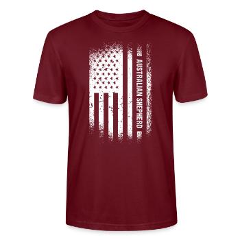 Chien Aussie Us Drapeau - T-shirt bio CRAFTER Stanley Stella Unisexe - bordeaux - Devant - Alina (178cm) & Michal (187cm)