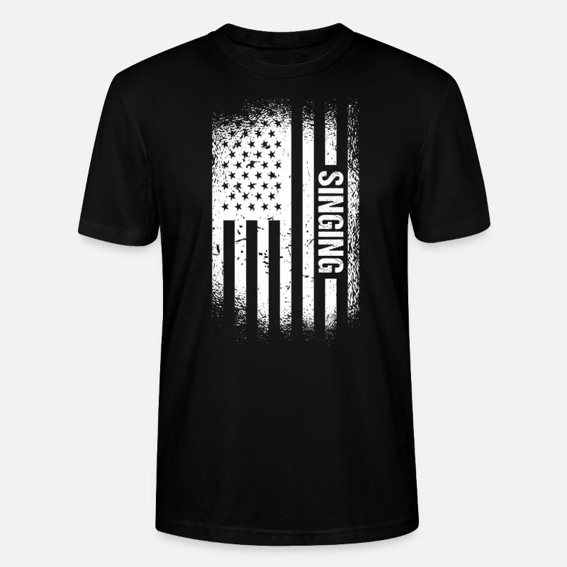Singer Us Flag Singing - Stanley/Stella Unisex Bio-T-Shirt CRAFTER - Schwarz