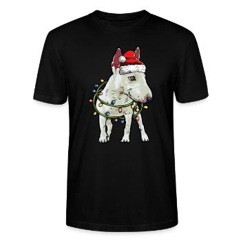 Bullterrier Weihnachten Hunde Geschenk - Stanley/Stella Unisex Bio-T-Shirt CRAFTER - Schwarz - Vorne - Alina (178cm) & Michal (187cm)