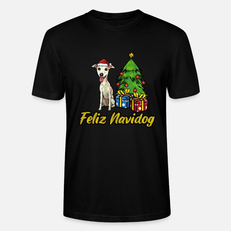 Feliz Navidog Whippet Hunde Geschenk - Stanley/Stella Unisex Bio-T-Shirt CRAFTER - Schwarz