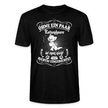 Katzenhaare - Stanley/Stella Unisex Bio-T-Shirt CRAFTER - Schwarz - Vorne - Alina (178cm) & Michal (187cm)