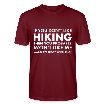 Hiker If You Don't Like Hiking - Stanley/Stella Unisex Bio-T-Shirt CRAFTER - Burgunderrot - Vorne - Alina (178cm) & Michal (187cm)