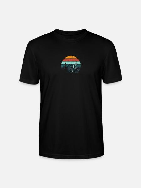 Retro Mountain Rider Sunset - Stanley/Stella CRAFTER Unisex Organic T-Shirt - black