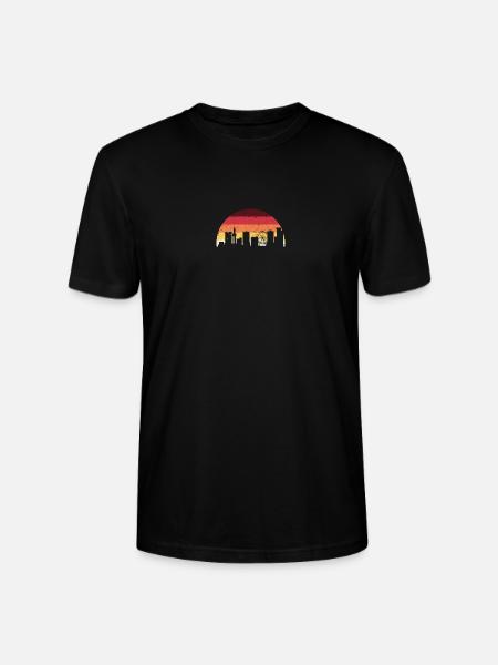Sunset Skyline with Ferris Wheel - Stanley/Stella CRAFTER Unisex Organic T-Shirt - black