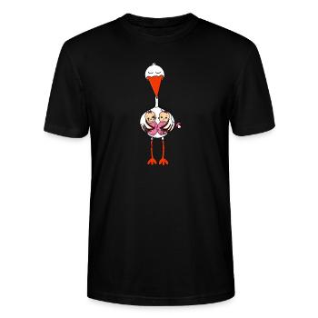 Retro Vintage Grunge Schwangerschaft Zwillinge - Stanley/Stella Unisex Bio-T-Shirt CRAFTER - Schwarz - Vorne - Alina (178cm) & Michal (187cm)