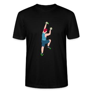 Klettern, bouldern, Sportklettern, Kletterwand - Stanley/Stella Unisex Bio-T-Shirt CRAFTER - Schwarz - Vorne - Alina (178cm) & Michal (187cm)