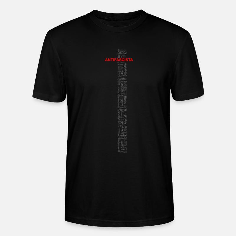 Alert! Antifascista! - Wortkunst rot/grau - Stanley/Stella Unisex Bio-T-Shirt CRAFTER - Schwarz