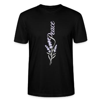 Peace Lavendel Blume - Stanley/Stella Unisex Bio-T-Shirt CRAFTER - Schwarz - Vorne - Alina (178cm) & Michal (187cm)