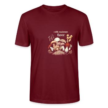 With mushroom flavor design - Stanley/Stella CRAFTER Unisex Organic T-Shirt - burgundy - Front - Alina (178cm) & Michal (187cm)