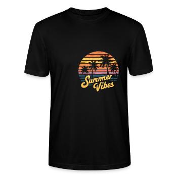Summer vibes design - Stanley/Stella CRAFTER Unisex Organic T-Shirt - black - Front - Alina (178cm) & Michal (187cm)