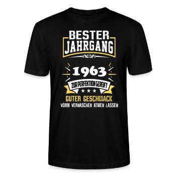 1963 Bester Jahrgang - Stanley/Stella Unisex Bio-T-Shirt CRAFTER - Schwarz - Vorne - Alina (178cm) & Michal (187cm)