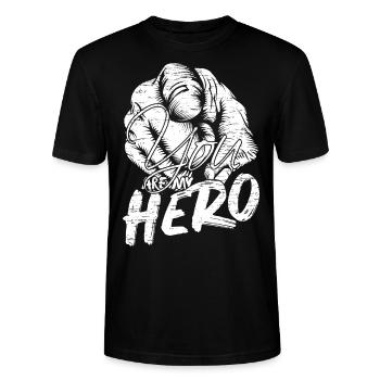 Du bist mein Held - Stanley/Stella Unisex Bio-T-Shirt CRAFTER - Schwarz - Vorne - Alina (178cm) & Michal (187cm)