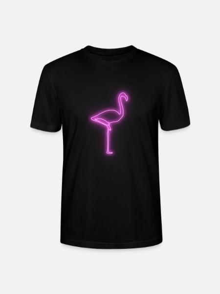 Flamingo Neon Retro - Stanley/Stella CRAFTER Unisex Organic T-Shirt - black