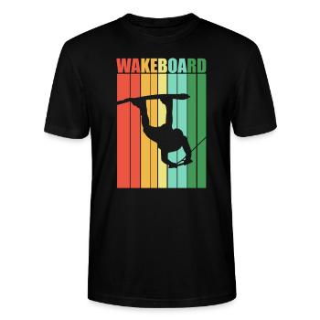 Wakeboard wakeboarder recreational sport - Stanley/Stella CRAFTER Unisex Organic T-Shirt - black - Front - Alina (178cm) & Michal (187cm)